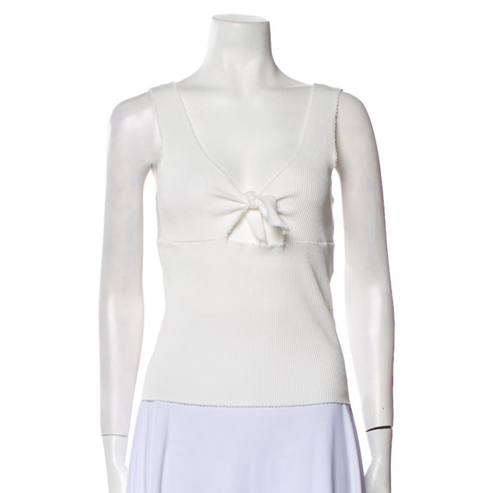 Sandro White Ribbed Tank Top